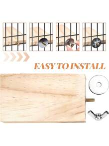 Bird Platform With Wooden Perch And Stand - Habitat Cage Rack With Stainless Steel Rings - Suitable For Parrots, Cockatiel And Small Pets Like Hamsters, Gerbils And Chinchillas, Large Bird Perch, Natural Wooden Small Animal Cage Accessory, Rectangular Stand Perch Suitable For Parrots, Cockatiel, Lovebirds, Chinchillas