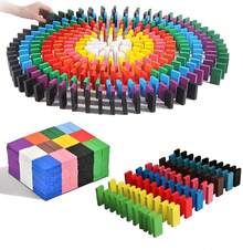 240Pcs Wooden Coloured Tumbling Dominoes Block Family Games Play Set Toy - Multicolor - View 6