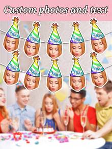 7/ 14 / 21 قطعة لافتة علوية للعيد الشخصية ، لافتة صور عيد الميلاد الشخصية ، لافتة الوجه ، لافتات أعياد الميلاد المخصصة بالصور ، أعلام الوجه المضحكة الشخصية ، أعلام تزيين حفلة العيد المخصصة بالصور، إرفاق الأرقام أو الحروف الأولى لديكور حفلة عيد الميلاد - متعدد الألوان - مشاهدة 4