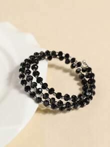 1pc Girls Crystal & Rhinestone Elastic Wrapped Bracelet, Minimalist & Versatile - Multicolor - View 10