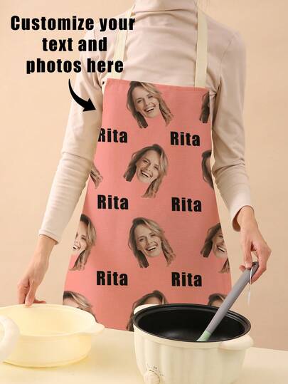 1 pièce Tablier en lin personnalisé avec photo, tablier de chef/cuisiner personnalisé avec portrait, photo d'animal de compagnie, logo, cadeau créatif pour couples, cadeau pour la fête des mères/pères, assistant de cuisine