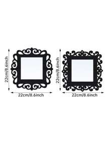 1/2pcs Vintage Square Wall Decor Mirror, Hollow Floral Pattern Mirror Wall Hanging Decor With Wooden Frame, Multiple Colors Available For Living Room, Bedroom, Dining Room, Bathroom, Unique Decorative Mirror, Distinctive Gift For Birthday, Holiday, Graduation, Mother's Day
