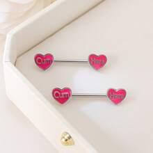 2 piezas de anillos para los pezones con forma de gota de aceite y corazón, aptos para uso diario de la mujer, regalo para el Día de San Valentín, Día de la Madre