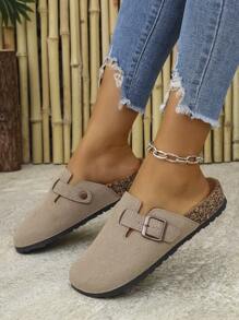Sandalias planas de mujer de unicolor, ajustables, con corcho, antideslizantes, cómodas y transpirables, aptas para exteriores, interiores, playa o como regalo