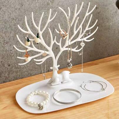 Porta Joias Para Brincos Colares Bijuterias Em Formato De Cervo Com Árvore Para Decoração