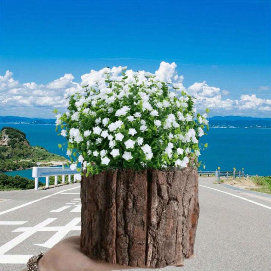 Wood Bark Flower Pot Rustic Succulent Planter Plant Vase Tree Stump Pen Holder Home Decor - Brown - View 1