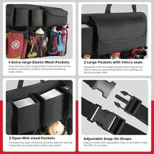 1pc Car Trunk Organizer Universal Adjustable Backseat Storage Bag Net High Capacity Multi-Use Oxford Automobile Seat Back Organizers - Black - View 7