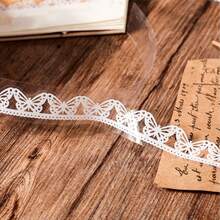 1 卷蕾丝 PET 胶带 - 蕾丝系列蕾丝边文具材料可重复使用贴纸 DIY 装饰和纸胶带适用于剪贴簿返校