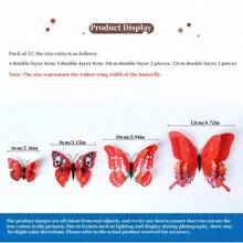 12pcs 3D Layered Realistic Butterfly Decorative Wall Stickers, Creative Home Decor Fridge Magnets