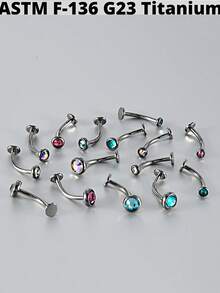 1 件装钛锆石内螺纹浮动肚脐环时尚扁平蛋白石肚脐环穿孔首饰男女皆宜