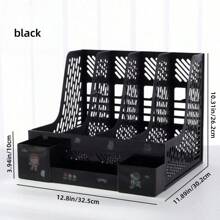 1 Stück Schreibtisch Aktenorganizer mit 4 Fächern, hergestellt aus PP-Material, abnehmbar, platzsparender Bürobedarf und Aktenaufbewahrungsbox, Schreibtischorganizer mit Cartoon-Aufklebern, Schulanfang, Schulmaterial
