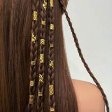 40 piezas Anillos huecos para el cabello, Cuentas de rastas Anillos de trenzado del cabello Clips Accesorios de metal para trenzas Decoración/Accesorios Juego de lazos dorados para el cabello, estilo callejero, accesorios para el cabello trenzado de fiesta Tocado dorado/plateado