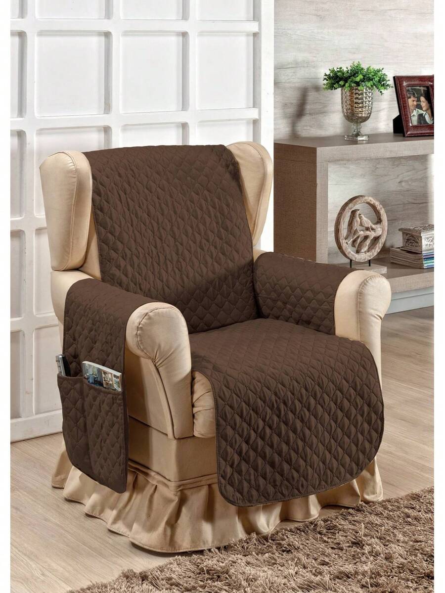 Sofa Protector Cover For 1 Seater Armchair With Storage Pocket - 鏽棕色 - 查看 1