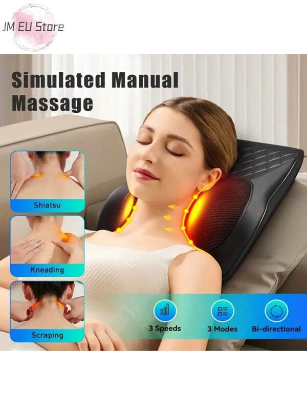 LIPETY Nackenmassagegerät ,Shiatsu Massagegerät Elektrisch mit , Massagegeräte für Nacken und Rücken, 3D Knetmassage-Kissen für Rücken, Nacken, Schulter, Beine, Geschenke für Männer Frauen Mutter Vater, Körperrelaxation Zuhause, Büro und Auto