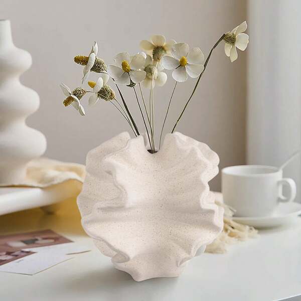 1 pièce Vase en céramique blanche 1 pièce, vase décoratif de style nordique moderne boho creux en forme de beignet, décoration de maison, vase décoratif minimaliste pour la décoration de la pièce