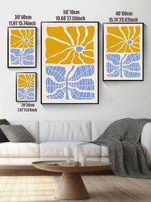 1 pieza Cartel de arte minimalista moderno con flores amarillas onduladas, impresión en lienzo, decoración floral artística, hermosa decoración de pared abstracta, para sala de estar, dormitorio, oficina, hogar, sin marco