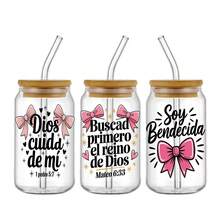 12PCS UV DTF Transfer Sticker Set - Christian Inspirational Bible Verses Themed For Glasses, Mugs & DIY Crafts, With Pink Bows Christian Phrases Design DIY Craft Transfer Paper | Elegant Transfer Paper Set | Glossy Finish - Multicolor - View 6