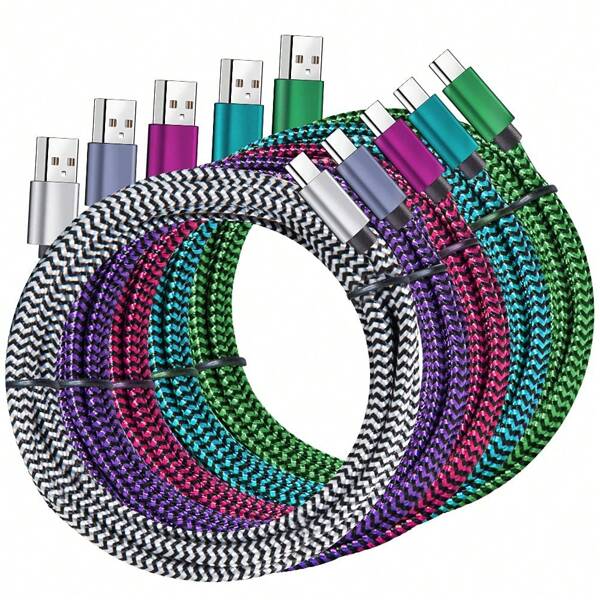 60W USB-A To USB-C Fast Charger Cable,Type-C Nylon Braided Data Cable,Fast Charging For Mobile Phones,Compatible With Samsung Galaxy S24 S23 S22 S21 S10,Note 10 9 A51 G8 G7,Pixel, One Plus & Other Type-C Interface Smartphones