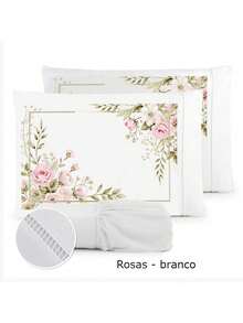 3-Piece Sheet Set 400 Thread Count For Queen King Single Bed Micropercal - WHITE ROSES - View 1