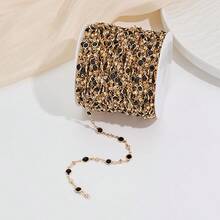 50cm-100cm Metal Copper Chains With Colorful Crystal Design, Suitable For Jewelry DIY Making, Including Hair Chains, Necklaces, Bracelets, Anklets, Earrings, Not Including Reel