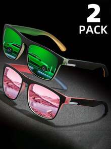 2pcs Women's Outdoor Sports Glasses With Multi-Color TAC Coated Lenses, Classic Square Frame Design For Outdoor Activities And Photography - Multicolor - View 15