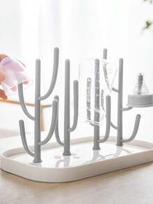 1 pieza Soporte de secado para botellas con forma de cactus gris y blanco - Multicolor - Ver 1