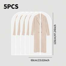 1/5 piezas Funda protectora transparente para prendas, Bolsa con cremallera reforzada para traje, Protector transparente e impermeable para ropa