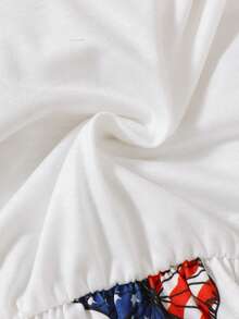 1pc Baby Girls' Cap Sleeve Butterfly Element Jumpsuit, Simple & Casual Cute Everyday Outfit - Blue and White - View 8