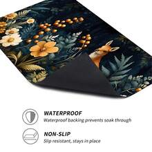1 pieza Alfombra absorbente con estampado floral/Alfombra de secado, Protector de mesa de poliéster para encimera de cocina, cafetera, utensilios - Mantel individual para barra del hogar y mesa de comedor