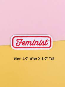 1pc Red Rectangular Letter Patch, DIY Garment Accessories, Embroidered Iron-On Applique Patch For Clothes, Shoes, Bags, Decor - Multicolor - View 2