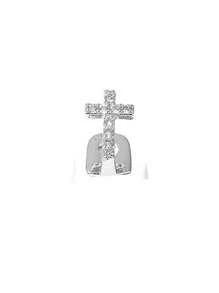 1 set de bijoux en forme de croix et de dent en zircone cubique, surface lisse, cadeau unisexe hip-hop, accessoire de décoration de fête et de club réglable, avec instructions d'assemblage de l'attachement pour la dent