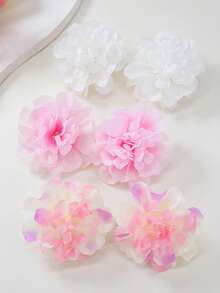 10pcs/Set Gradient Fabric Faux Flower Hair Clips For Girls, Beach Travel Holiday Photo Shoot Flower Decor DIY Hair Accessories Bangs Clips - Multicolor - View 6