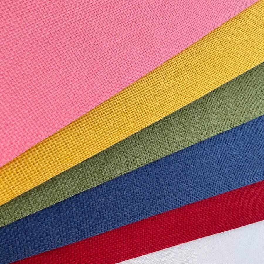 1 pezzo tessuto in lino adesivo fai-da-te, tessuto di imitazione lino 1200D, toppe termoadesive, tessile per divani, decorazione interna, mobili, divani, sedili auto, sedie da ufficio, scatole, artigianato, fai da te - Multicolore - Visualizzare 1