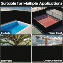 Capac de gard pentru balcon cu protecție UV neagră, cu frânghie reglabilă - țesătură pentru veranda, terasă, curte, garduri pentru exterior