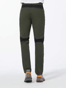 Pantalones de deporte para hombre de exterior, con bloqueo de color, elásticos y de secado rápido, de tela fina, resistente al agua y transpirable, para senderismo y correr