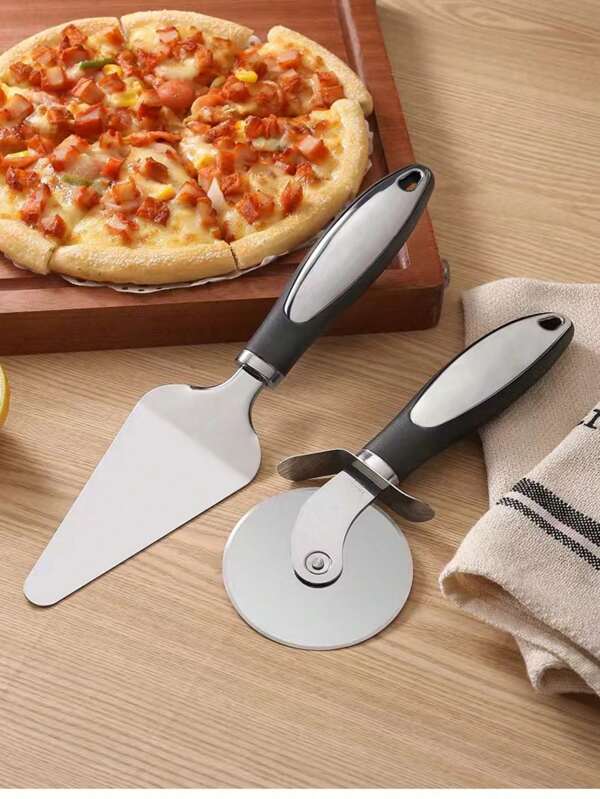 1/2pcs Stainless Steel Pizza Cutter, Cheese Spatula, Thin Crust Pizza Wheel, Baking Tool, Pizza Pie Cutter, Mother's Day