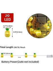 20 LED Fruit String Lights, Copper Wire Fairy Lights, Waterproof Novelty Lemon, Watermelon, Grape, Pineapple Decor Lights For Patio, Kids Girls Room, Summer Decoration, Christmas, Birthday Party, Festival