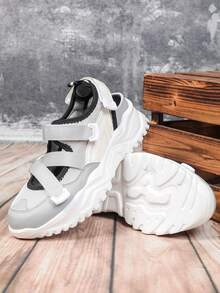 Sandálias masculinas casuais cinza da moda para primavera/verão, série City, patchwork multicolorido, adequadas para deslocamento diário, viagens, multicoloridas, multifuncionais, presente de Natal - Multicolorido - Ver 3