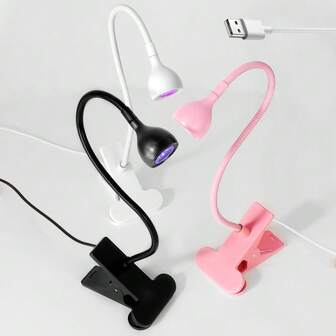 LIMEGIRL 1pc LED UV Nail Lamp, For Curing Gel Nail Polish, Clip-On Flexible Desk-Top Mini USB Nail Lamp, Portable Nail Dryer, Nail Salon Tool, Small Nail Lamp With Clip, Bendable, Highly Flexible, USB Powered, One-Touch Start