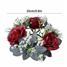1 peça de suporte para velas de rosas artificiais, decoração de mesa para festa de casamento, guirlanda romântica de flores artificiais (velas não incluídas)