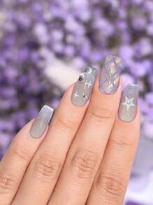 10 Peças Unhas Artificiais Curtas com Efeito de Olho de Gato, Unhas Postiças Reutilizáveis de Longa Duração para Salão de Manicure Profissional, Suprimentos de Unhas