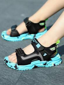 Kids Sports Sandal, Soft Bottom Open-Toe Beach/Water Shoes, Adjustable Hook And Loop Closure For Boys & Girls