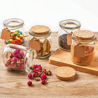 20 个玻璃罐，带软木盖，7 盎司（198 克）空蜡烛罐，用于制作蜡烛，带 PE 盖的酸奶容器，适用于婚礼回礼、礼品罐、婴儿洗礼、糖果、香料，带绳子、标签