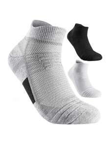 1/3/6 Pairs Thick Sports Short Socks For Men, Moisture-Wicking Tennis, Badminton, Running, Basketball Socks, Fall