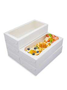 5pcs/10pcs Paperboard Cupcake/Pastry Boxes, Suitable For Baked Goods, Festivals, Parties