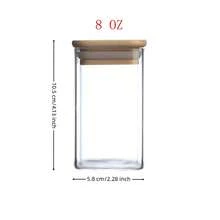 8-Ounce Square Glass Spice Storage Jar With Bamboo Sealing Lid - Food Storage Container, Pre-Filled Waterproof Minimalist Label - For Kitchen Storage, Spices, Herbs, Salt Jar. - Trong sáng - Xem 3