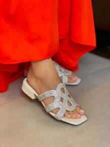 Women's Comfortable Shiny Heeled Clogs New - Beis - Ver 2