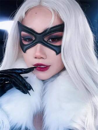 1 pieza Máscara sexy para mujer, antifaz de PU ajustable para cosplay, baile de máscaras, fiesta, carnaval, disfraz de Halloween