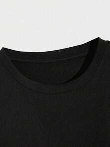 Dark Style Crow Movie Character Pattern Fashion Print T-Shirt ,Women's 220g New Summer Casual Crew Neck Heavy Pure Cotton Short-Sved T-Shirt(1PC) - 黑色 - 查看 5
