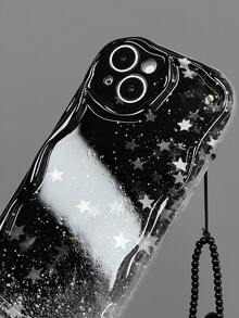 1 pièce Étui de téléphone épais anti-chute, brillant et pailleté avec imprimé étoile. Avec dragonne, compatible avec iPhone 16 ProMax/15/14/13/12/11/XsMax, Galaxy A06/A16/A26/A36/A54/A55/A56/S23/S24/S25 Ultra, version internationale, pas la version domestique - Multicolore - Voir 6